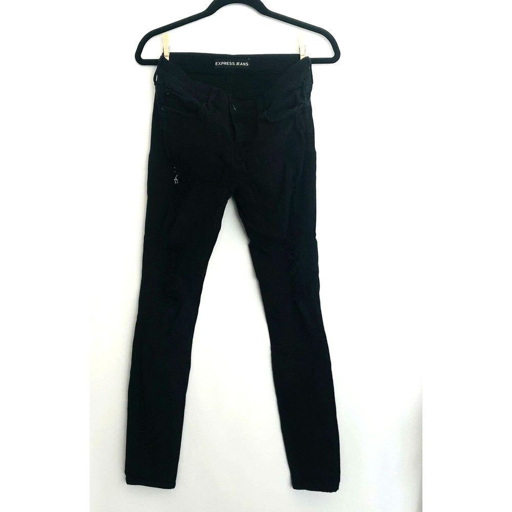 Express Jeans Women Size 6L Black Mid Rise Legging Cotton